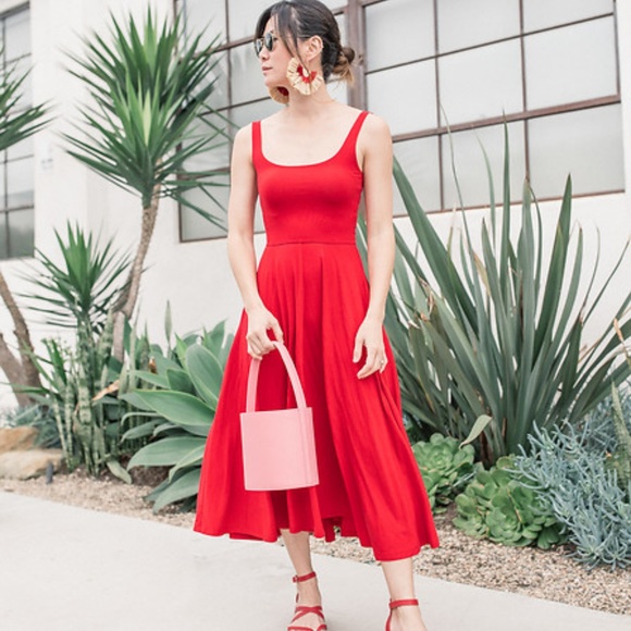 rou midi fit & flare dress reformation